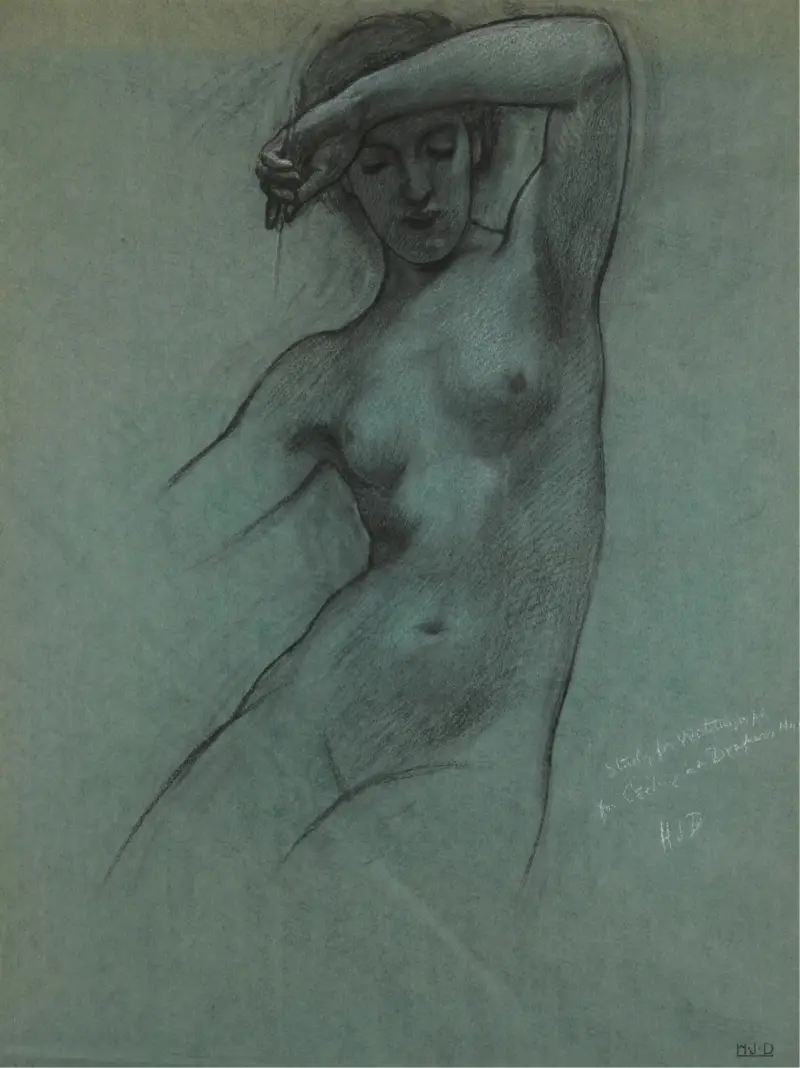 Study of a Water-nymph for ‘Prospero Summoning Nymphs and Deities’ av Herbert James Draper