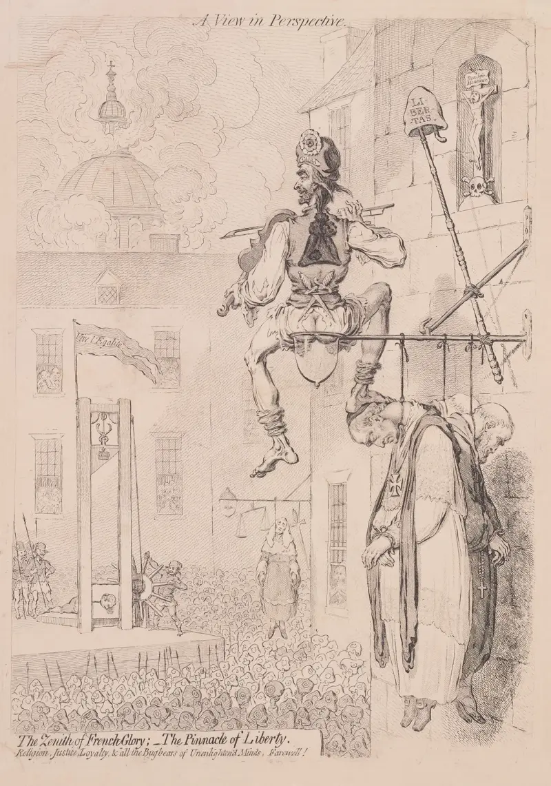 A view in perspective. The zenith of French Glory; the pinnacle of liberty av James Gillray