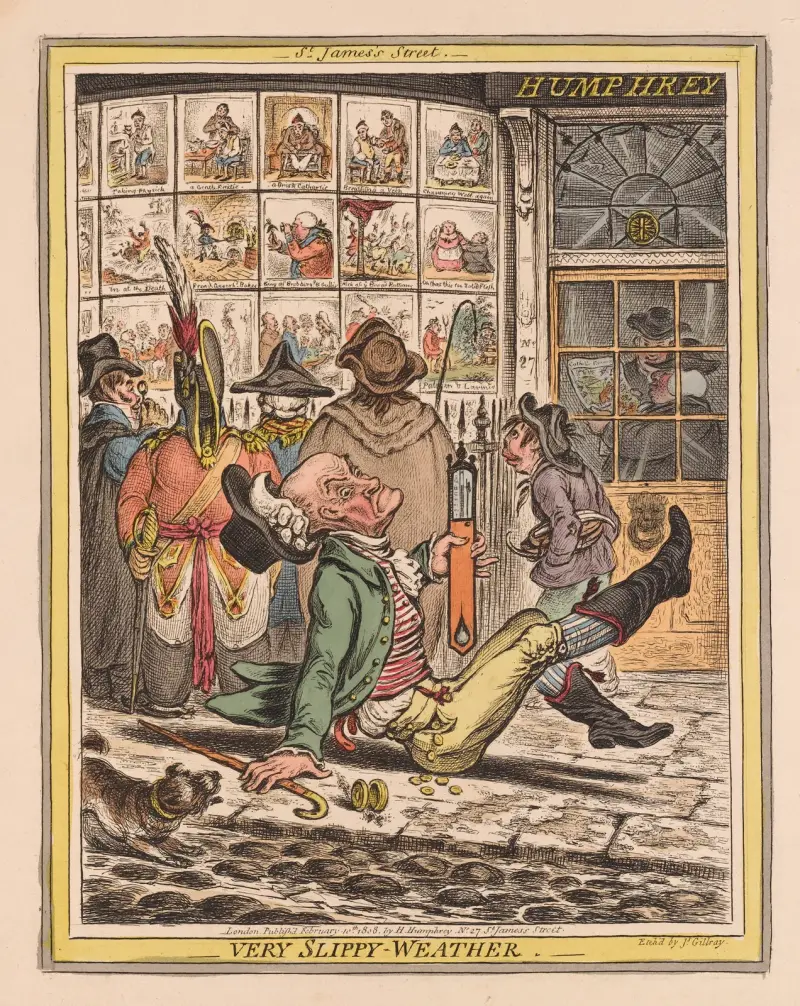 Sehr rutschiges Wetter von James Gillray