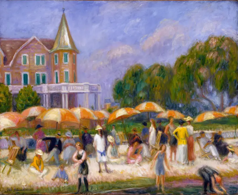 Strandparasoller vid Blue Point von William James Glackens