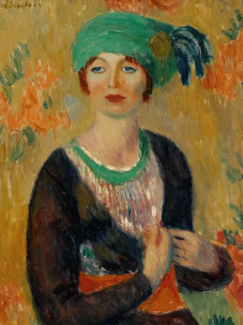 Flicka i grön turban av William James Glackens