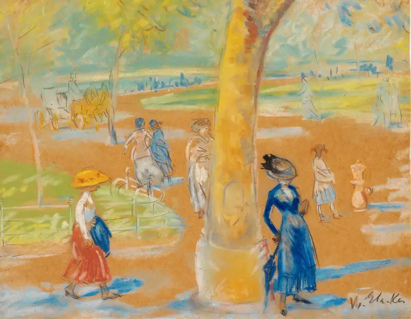 Woman with Umbrella, Washington Square av William James Glackens