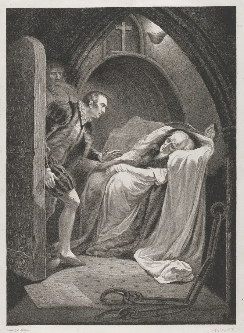 King Henry VI, Part I; Act II, Scene V, A Room in the Tower (The Death of Mortimer) av James Northcote