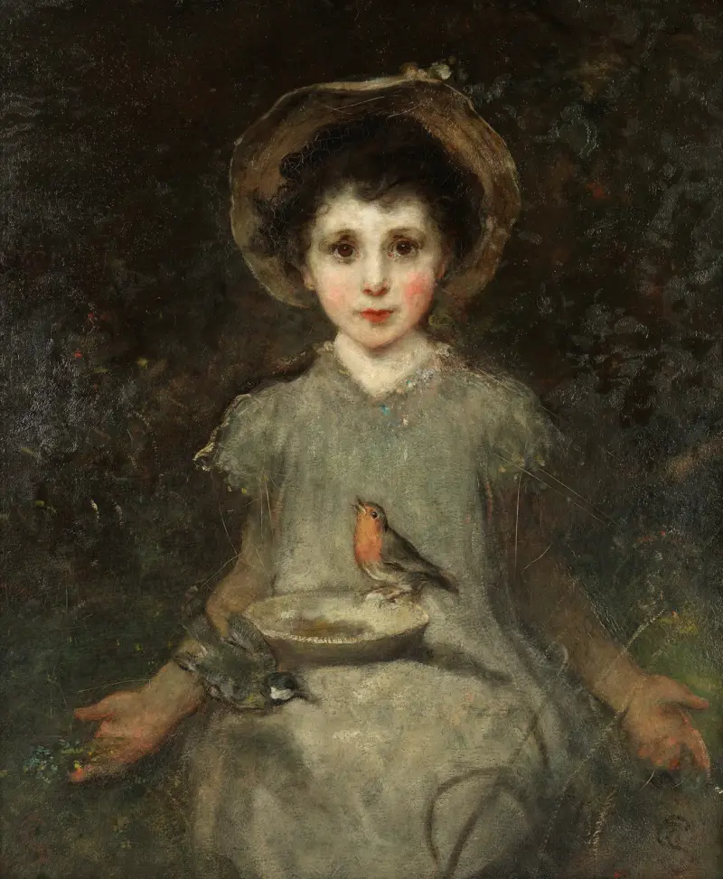 Portrait of a young girl av James Sant