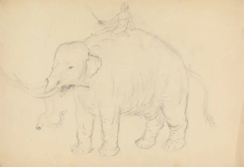 Elefant med ryttare av James Sowerby