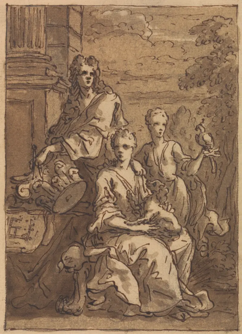 Entwurf für ein Porträt eines Architekten oder Malers von Sir James Thornhill