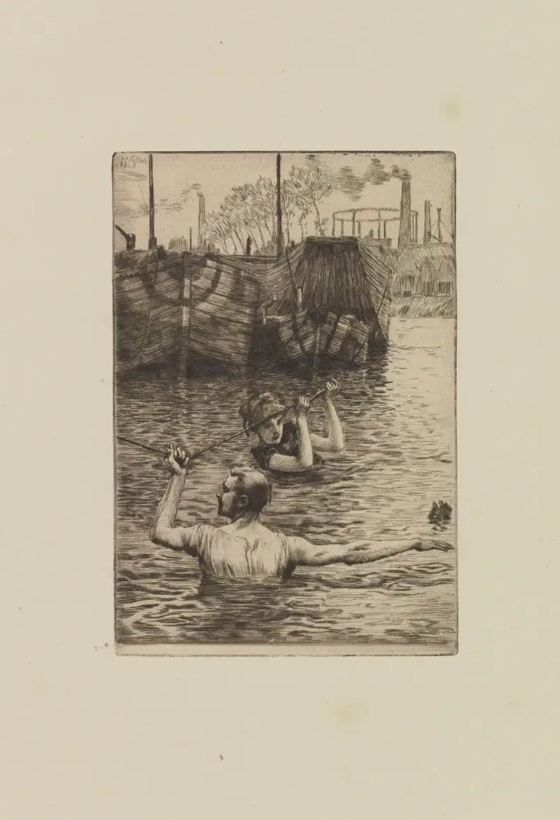 Renée och Reverchon som simmar i Seine av James Tissot