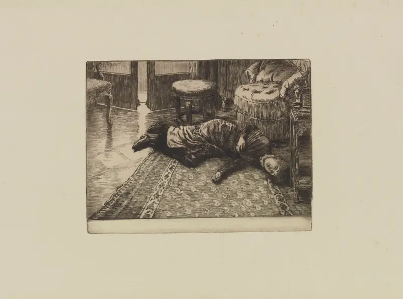 Renée wird ohnmächtig, als sie vom Tod ihres Bruders im Duell erfährt von James Tissot