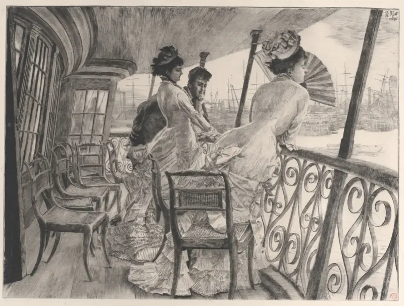 Die Galerie der H.M.S. Calcutta (Erinnerung an einen Ball an Bord) von James Tissot