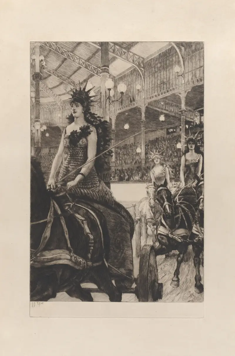 Damen med vagnarna på Hippodromen av James Tissot