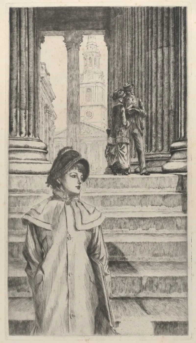 Pelargången vid National Gallery, London av James Tissot