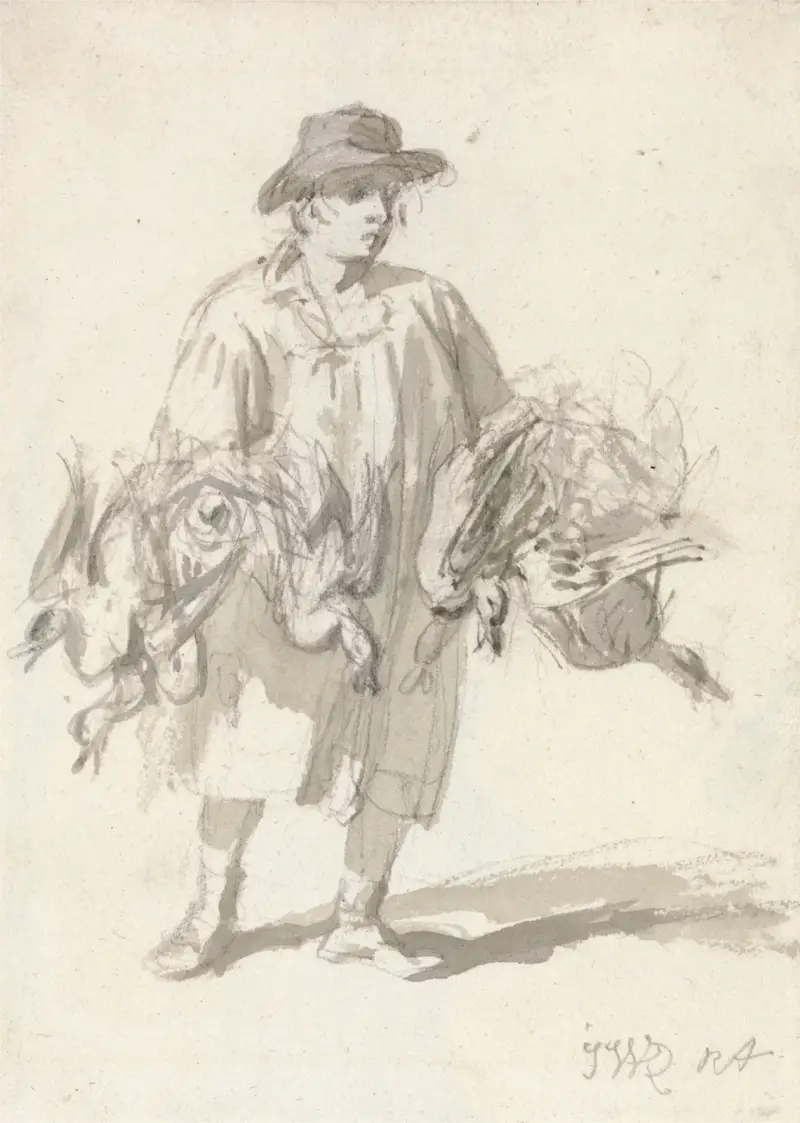 A Rustic Carrying Ducks av James Ward