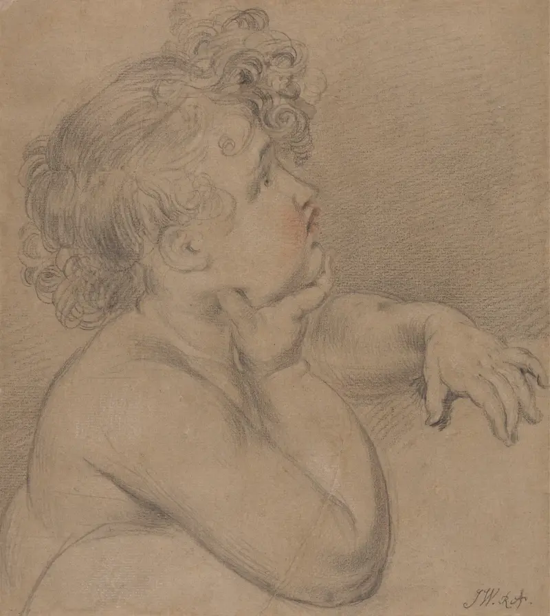 Studie nach der Natur, eines der Kinder der Wohltätigkeit für das große Bild der Waterloo-Allegorie von James Ward