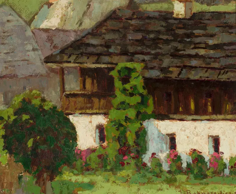 Old house with a porch av Jan Bohuszewicz