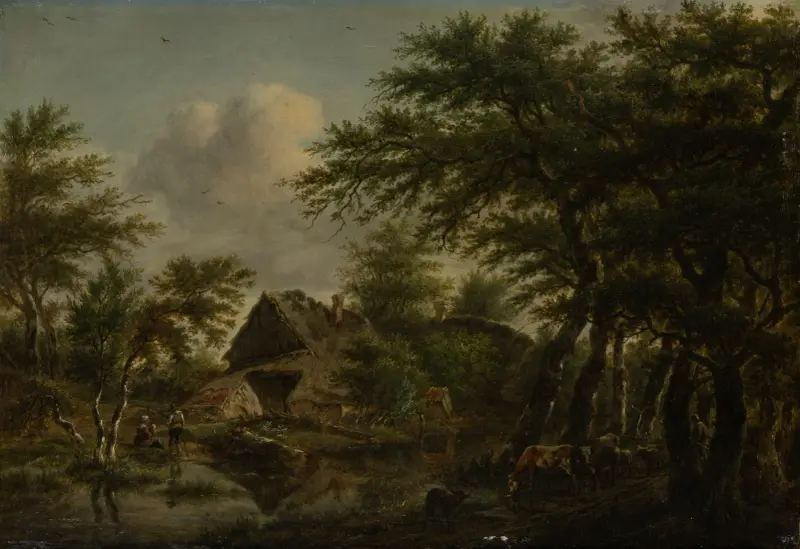 Landscape with Farm Amidst Trees av Jan Hulswit