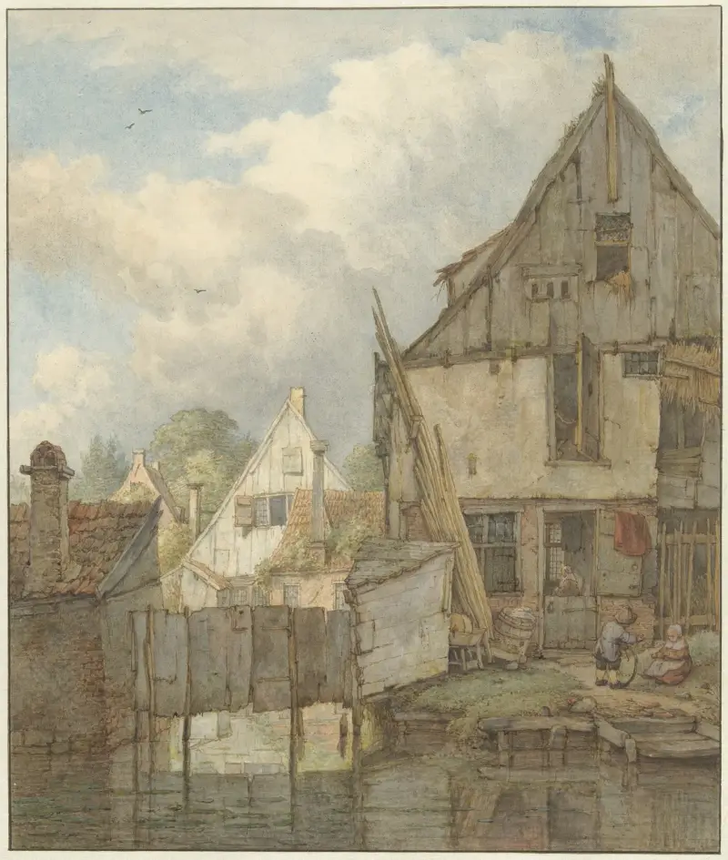 Vervallen huizen aan het water av Jan Hulswit