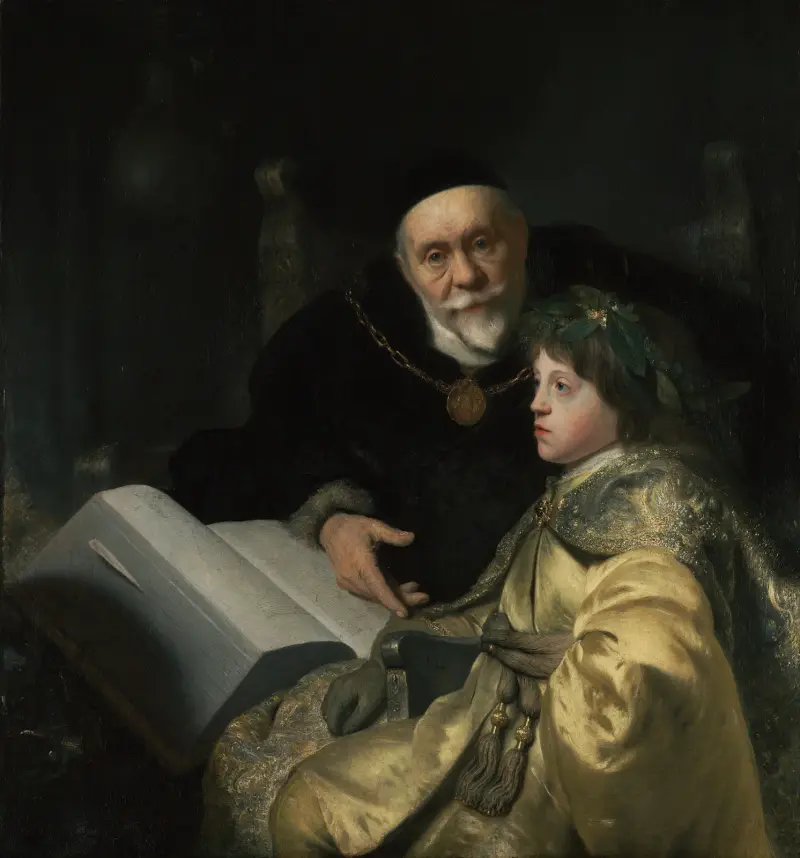 Prince Charles Louis of the Palatinate with his Tutor Wolrad von Plessen in Historical Dress av Jan Lievens