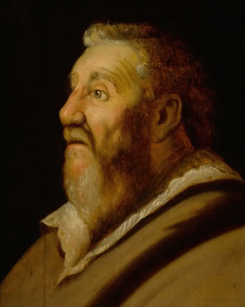 Studie av en man som tittar upp av Jan Lievens