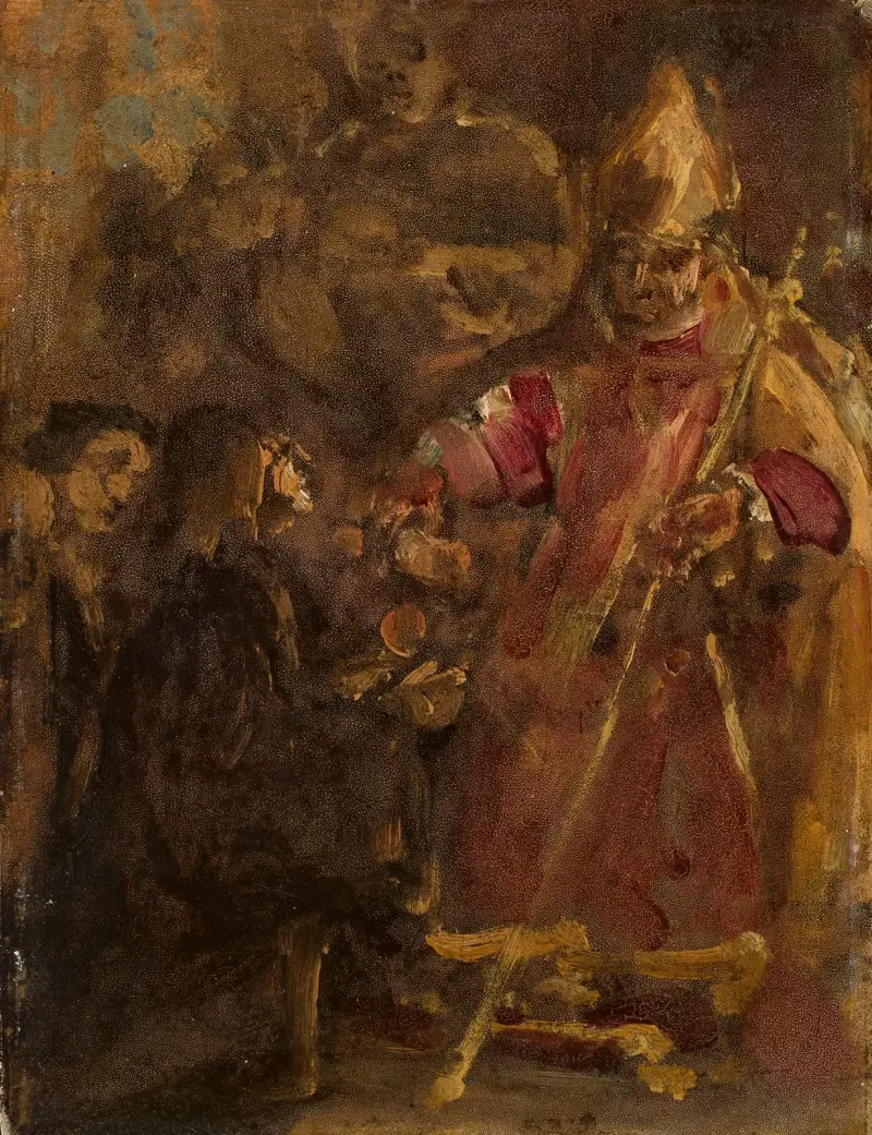 Biskop Lubrański grundar den kyrkliga akademin i Poznań, skiss av Jan Matejko
