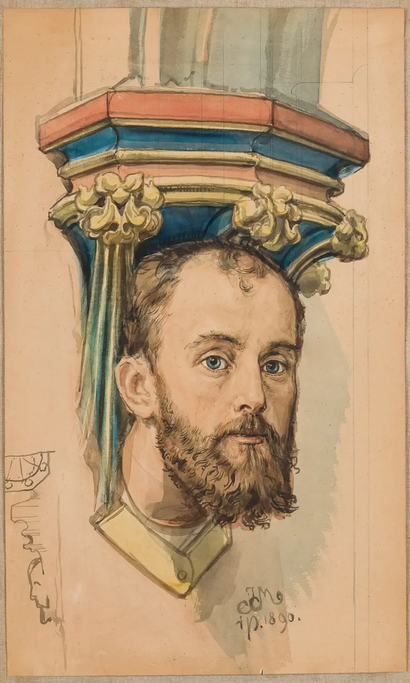 Konsol i form av ett manshuvud (porträtt av T. Stryjeński) av Jan Matejko