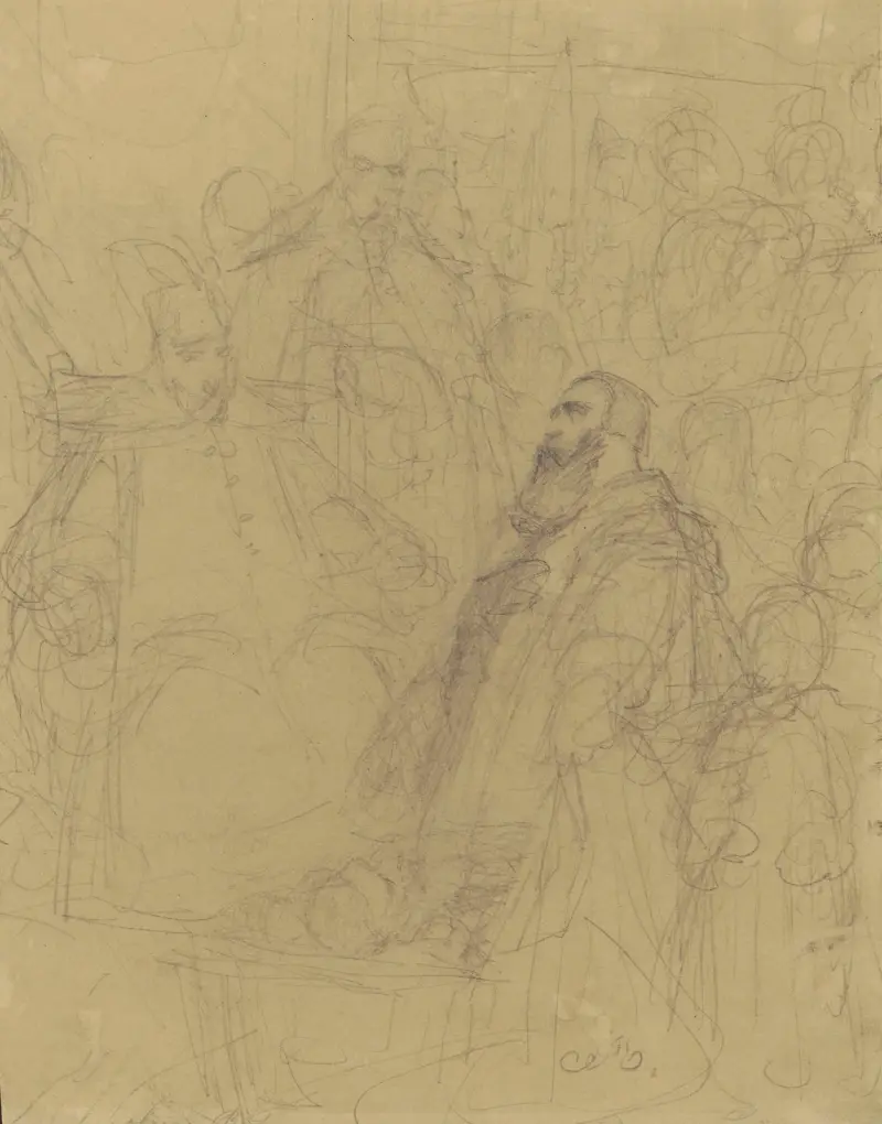 Die Familie Zborowski vor Bathory beim Sejm in Warschau 1584 von Jan Matejko