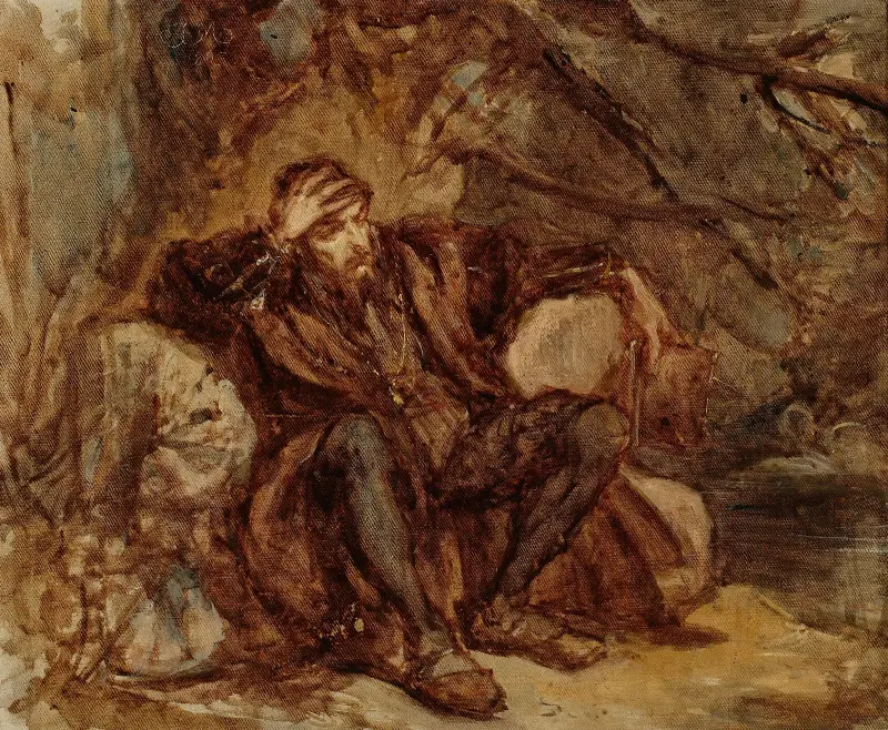 Sigismund Augustus i Vilnius trädgård, skiss av Jan Matejko
