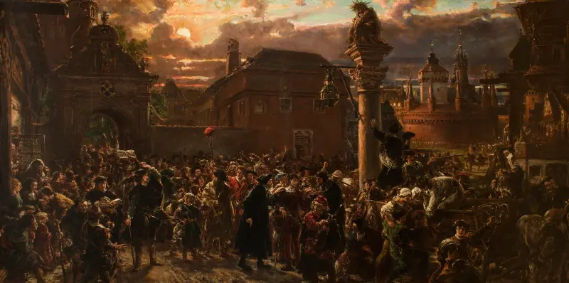 Studenter som lämnar Kraków 1549 av Jan Matejko