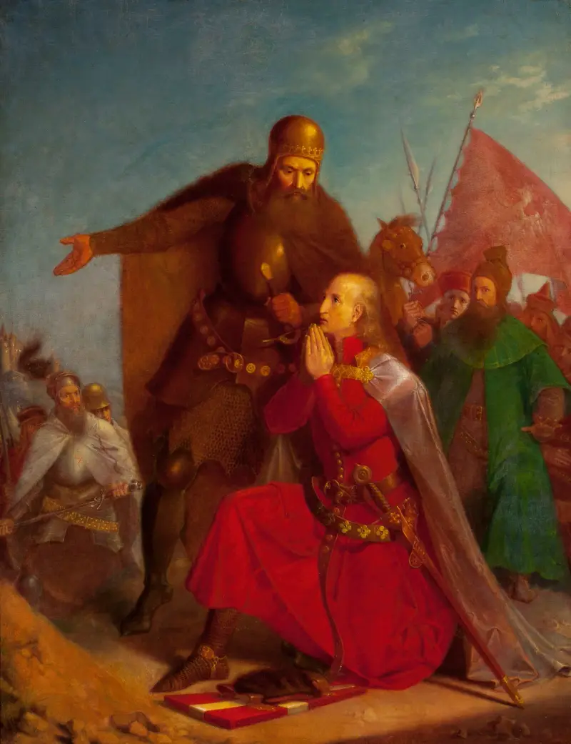Władysław Jagiełło und Vytautas beten vor der Schlacht bei Grunwald von Jan Matejko