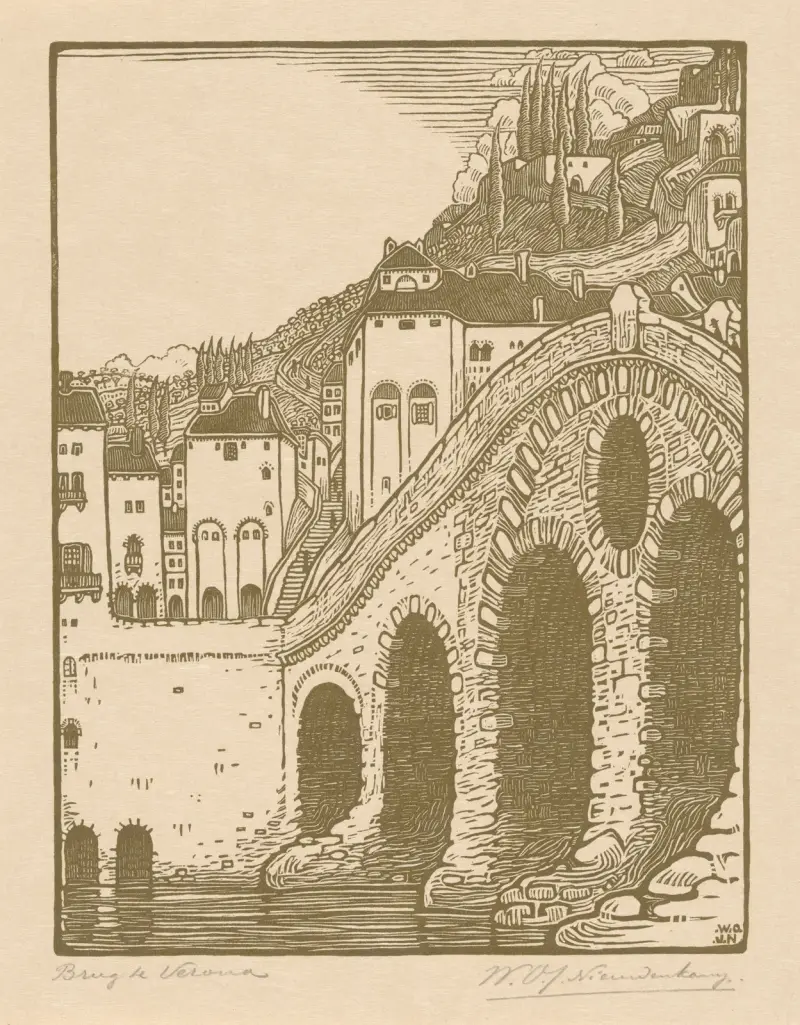 Brücke in Verona von Wijnand Otto Jan Nieuwenkamp