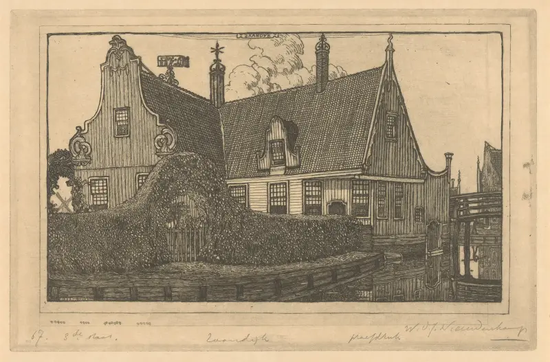 Trähus vid vattnet i Zaandijk av Wijnand Otto Jan Nieuwenkamp