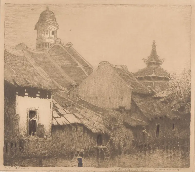 I kampongen, Semarang av Wijnand Otto Jan Nieuwenkamp