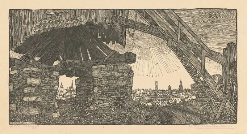Underslag av en kornkvarn i Brügge av Wijnand Otto Jan Nieuwenkamp
