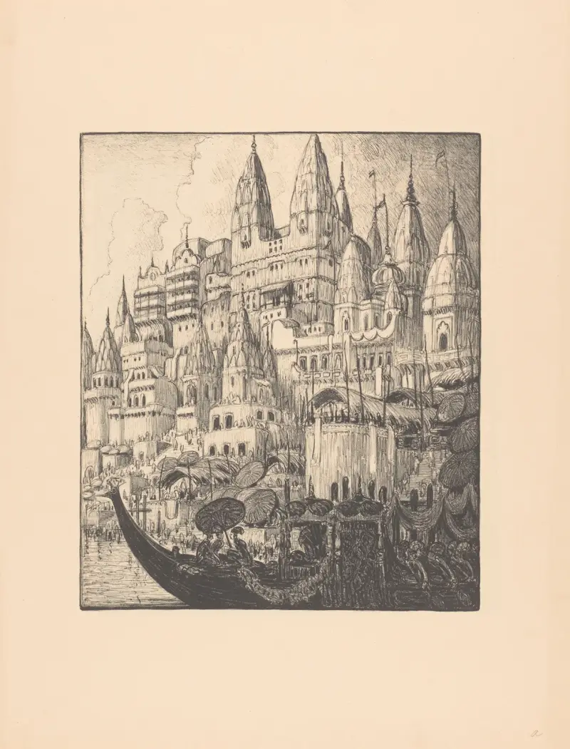 Palats vid en flod i Benares av Wijnand Otto Jan Nieuwenkamp