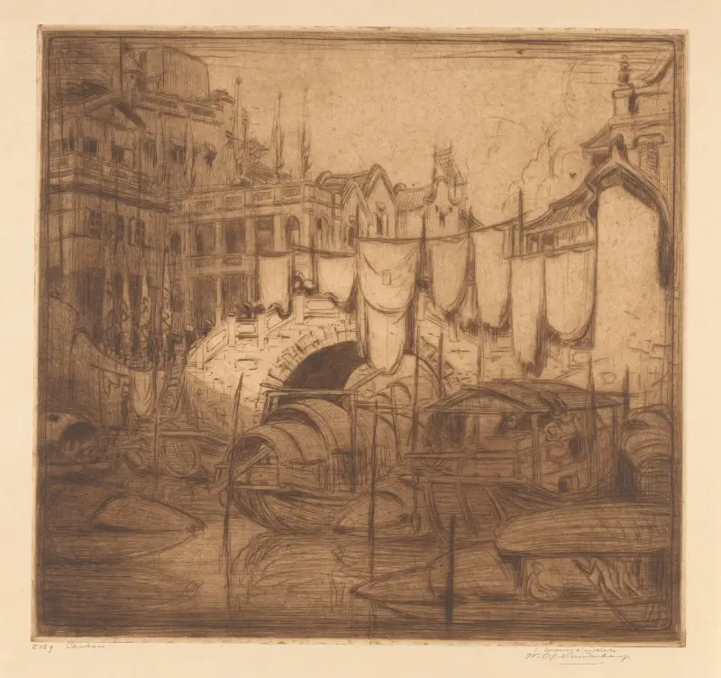 Rug over een rivier in Kanton av Wijnand Otto Jan Nieuwenkamp