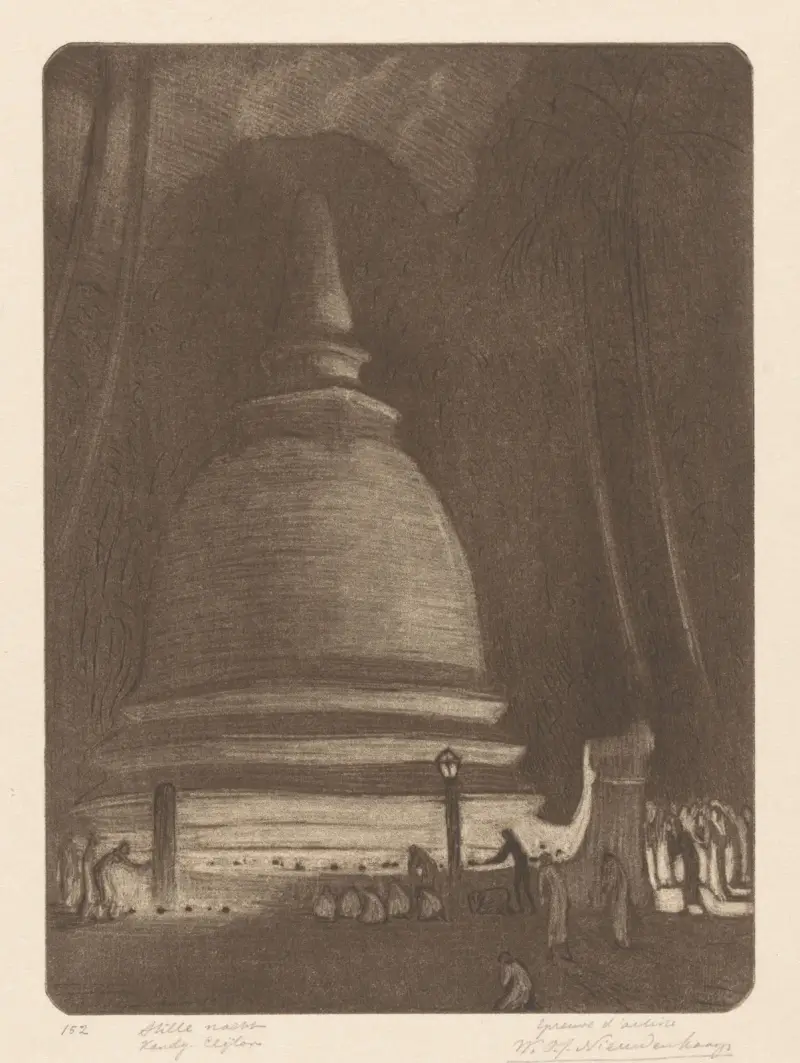 Stupa i Kandy på Sri Lanka vid natt av Wijnand Otto Jan Nieuwenkamp
