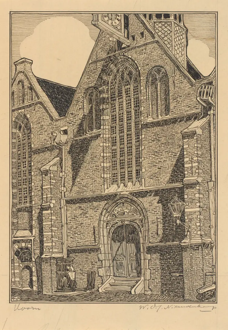 Västra fasaden av Noorderkerk i Hoorn av Wijnand Otto Jan Nieuwenkamp