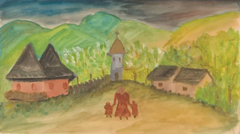 Mutter mit Kindern auf dem Land von Ján Novák