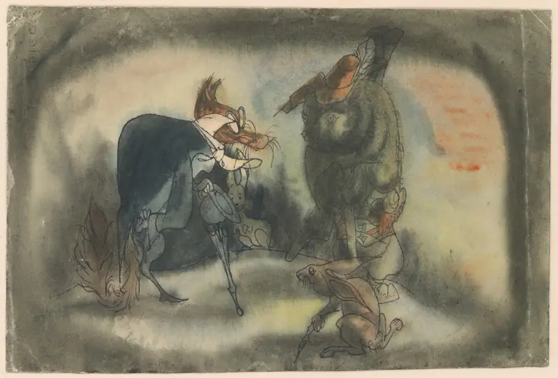 The Meeting of a Lion Is a Hat And a Fox With An Umbrella av Ján Novák