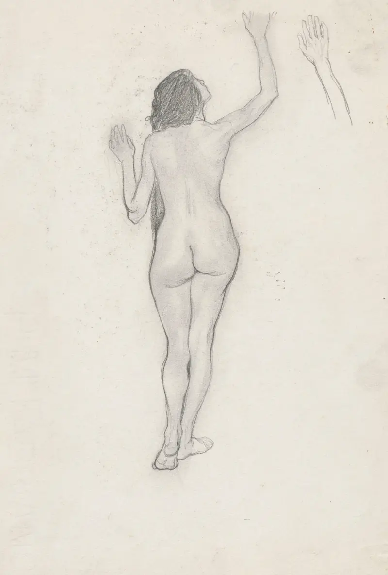 Nude woman turned back av Jan Rembowski