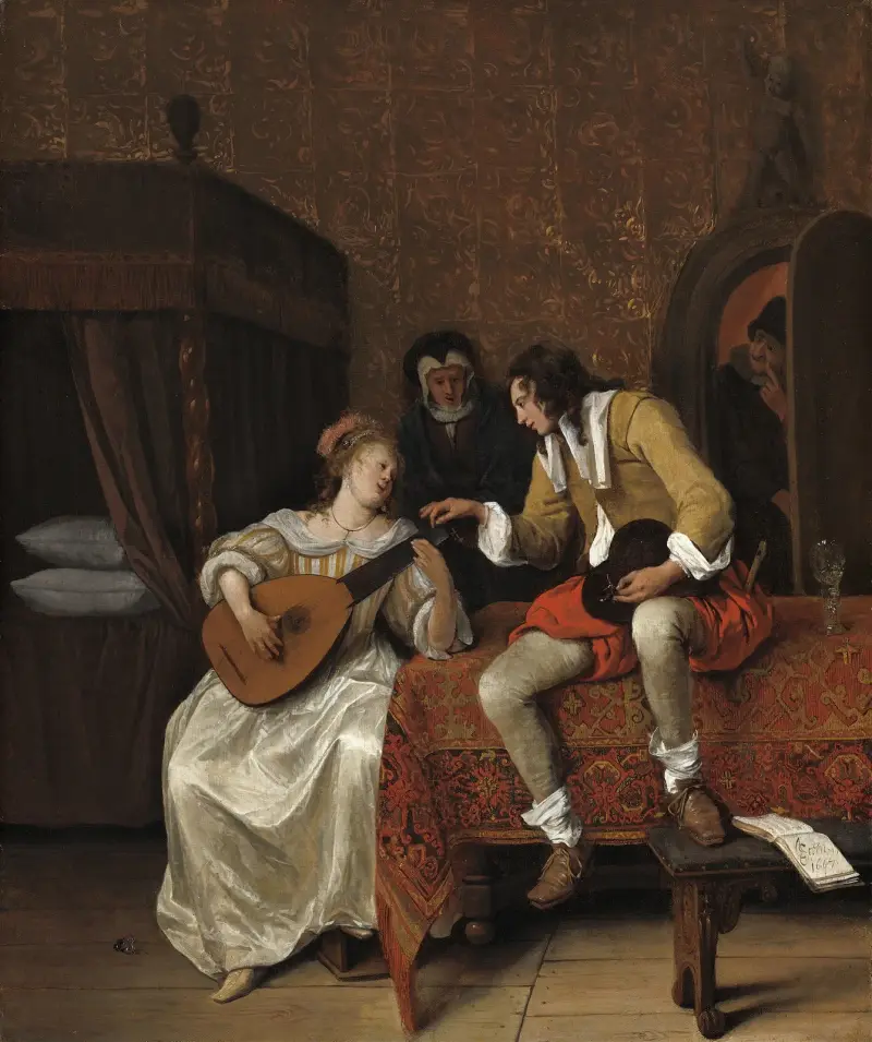 Ascagnes och Lucelle (Musiklektionen) av Jan Steen