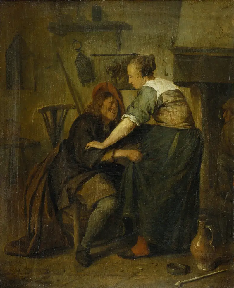 Krog med gäst och serveringsflicka av Jan Steen