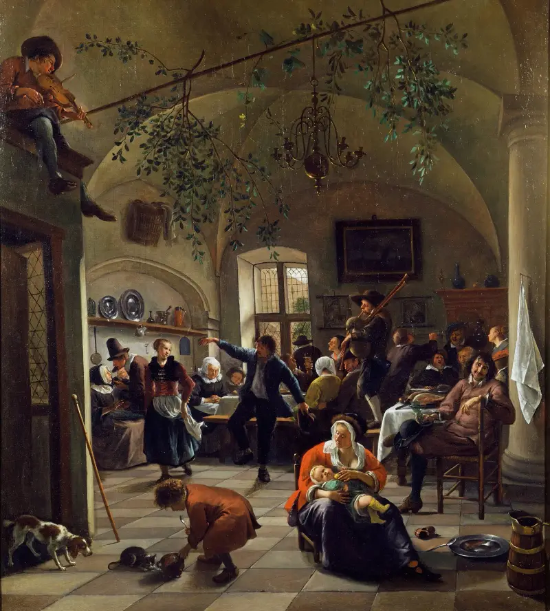 Fest i en krog (troligen 1674) av Jan Steen