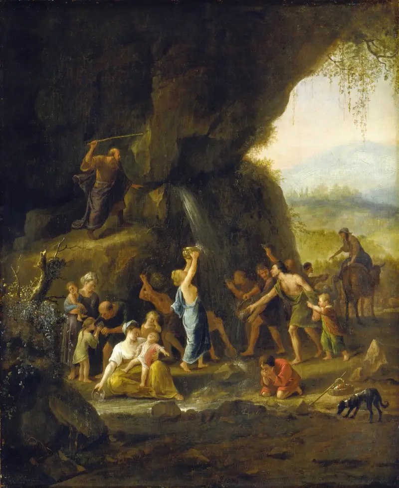 Mose slår vatten ur klippan av Jan Steen