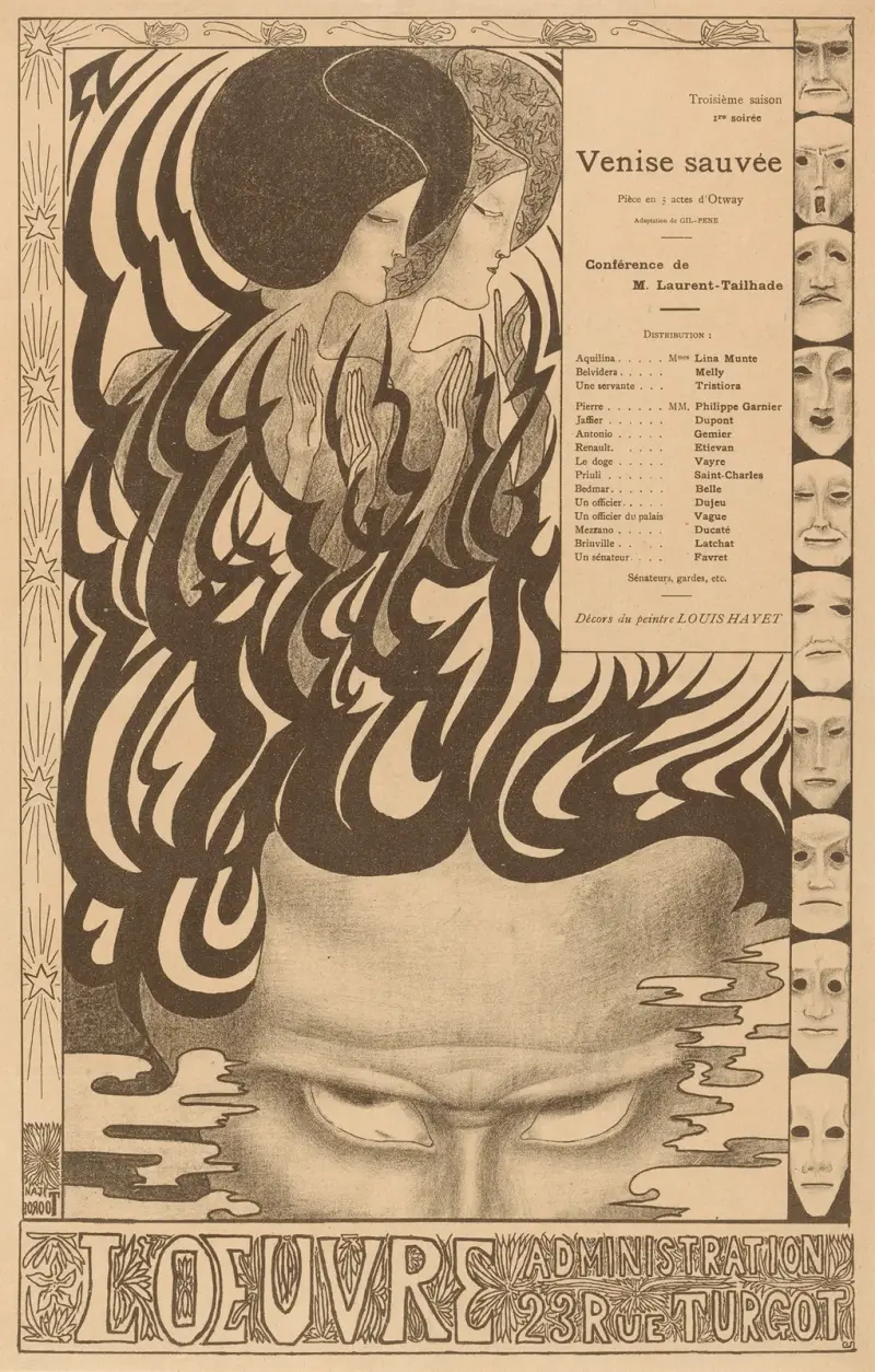 Affiche voor het toneelstuk Vénise sauvée van Thomas Otway av Jan Toorop