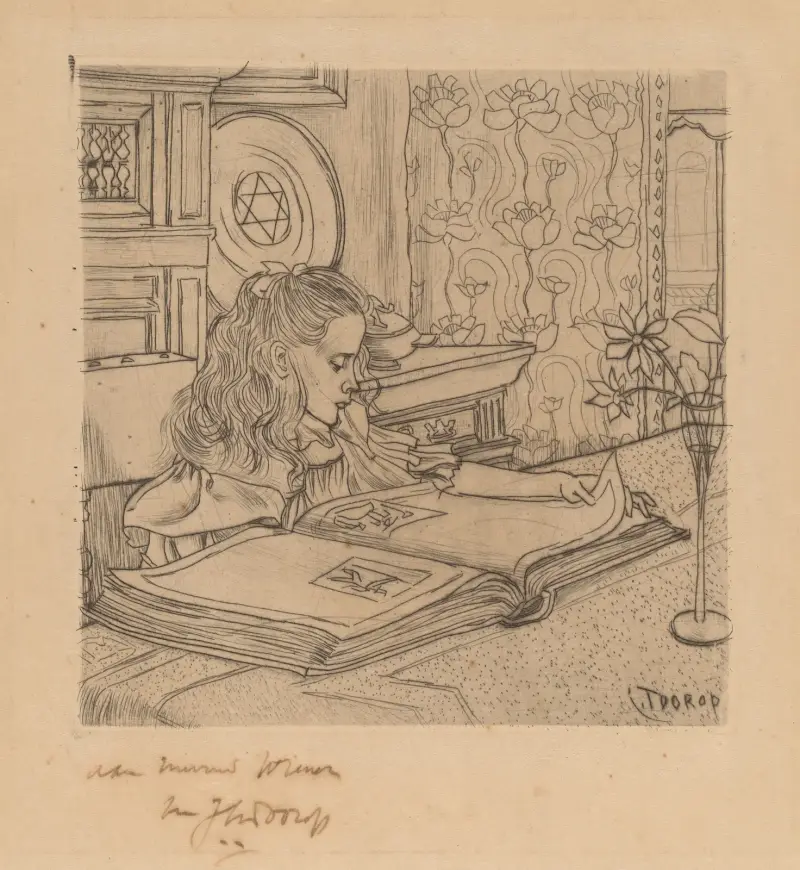 Charley Looking at an Album of Prints av Jan Toorop