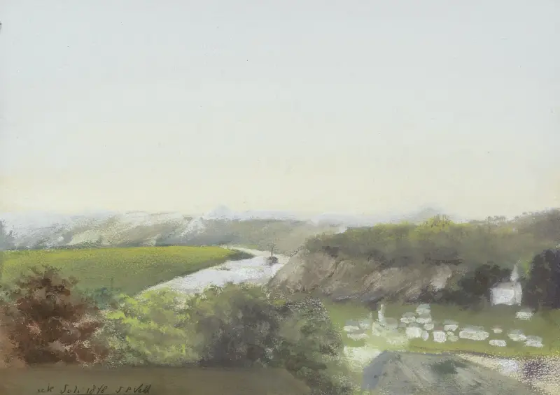 Bergslandskap med flod av Jan Veth
