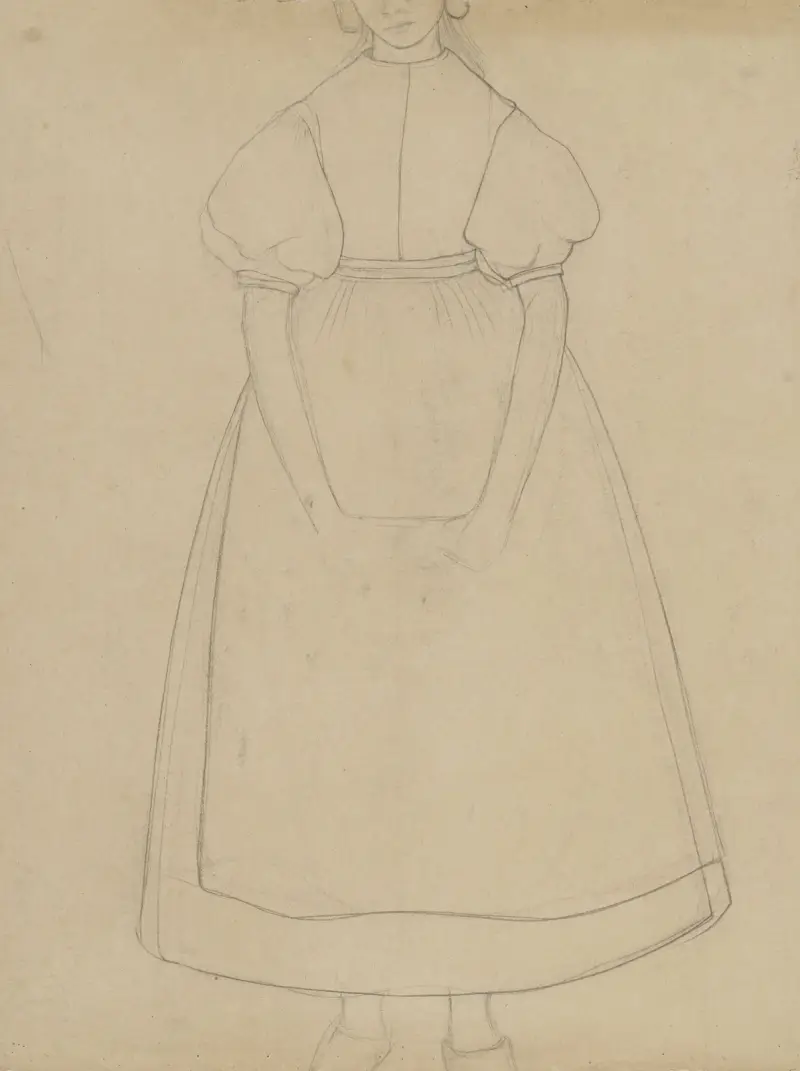 Contourtekening van een staand meisje av Jan Veth