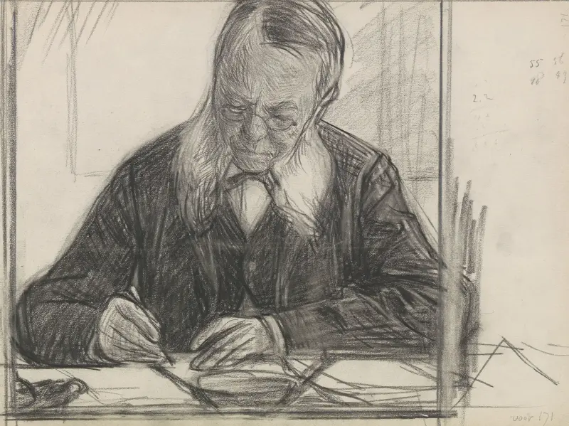 Porträtt av J.C. van Deventer, skrivande av Jan Veth