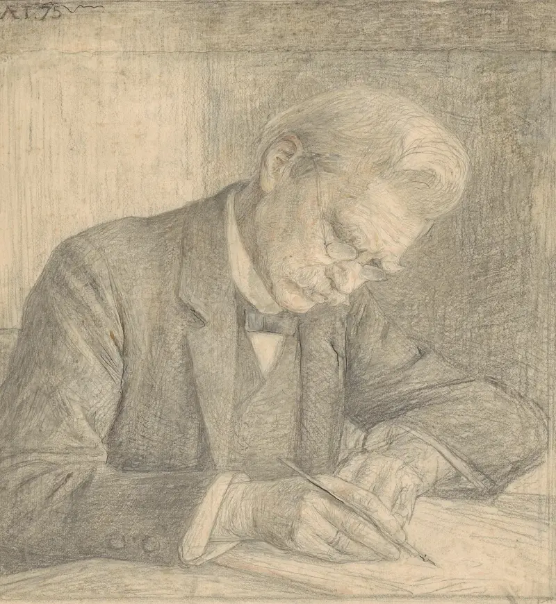 Porträtt av J. van der Vegt, skrivande av Jan Veth