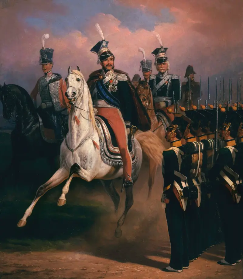 Prince Józef Poniatowski before the front of grenadiers av January Suchodolski